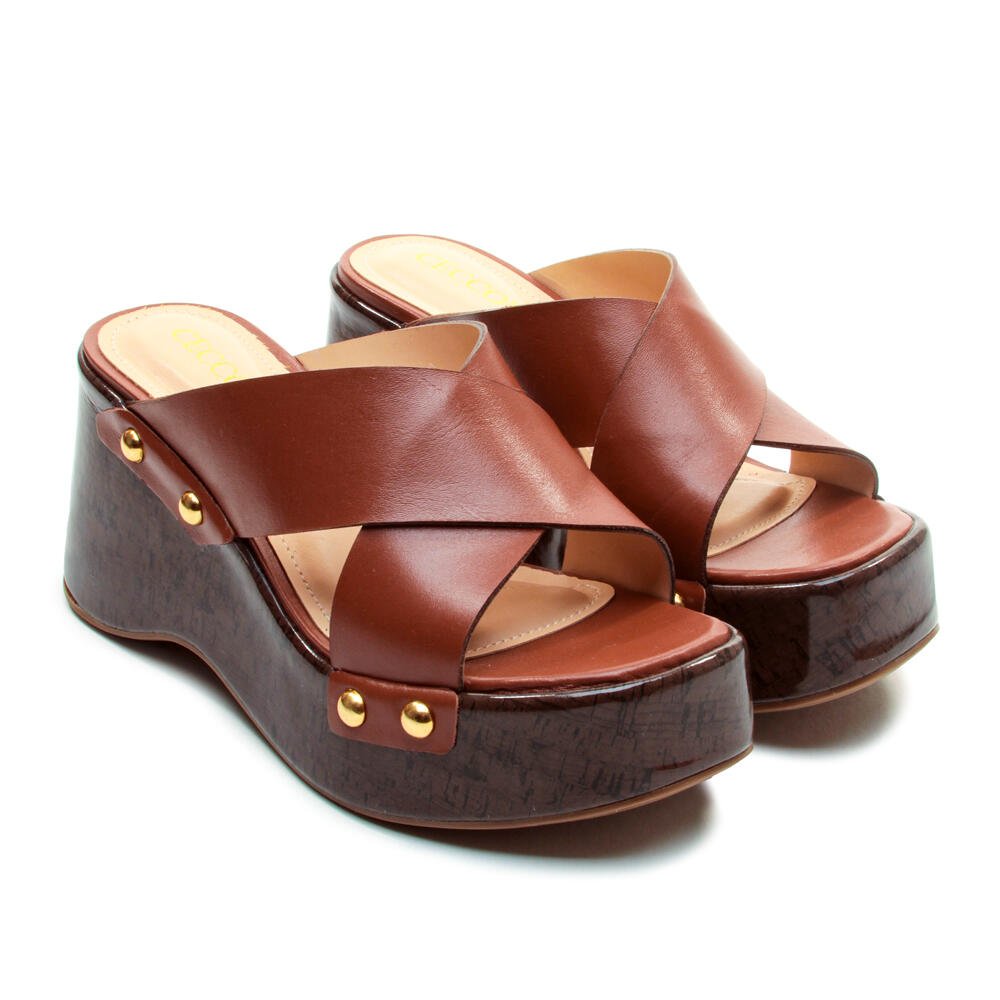 Tamanco Plataforma Couro Marrom Cecconello 2720003-1 Marrom 4