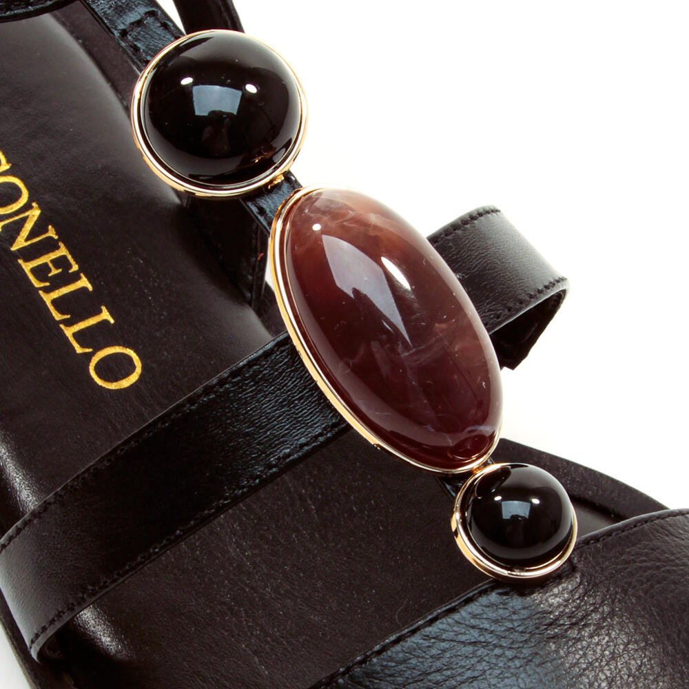 Sandália Rasteira Couro Preto Cecconello 2744002-3 Preto 5