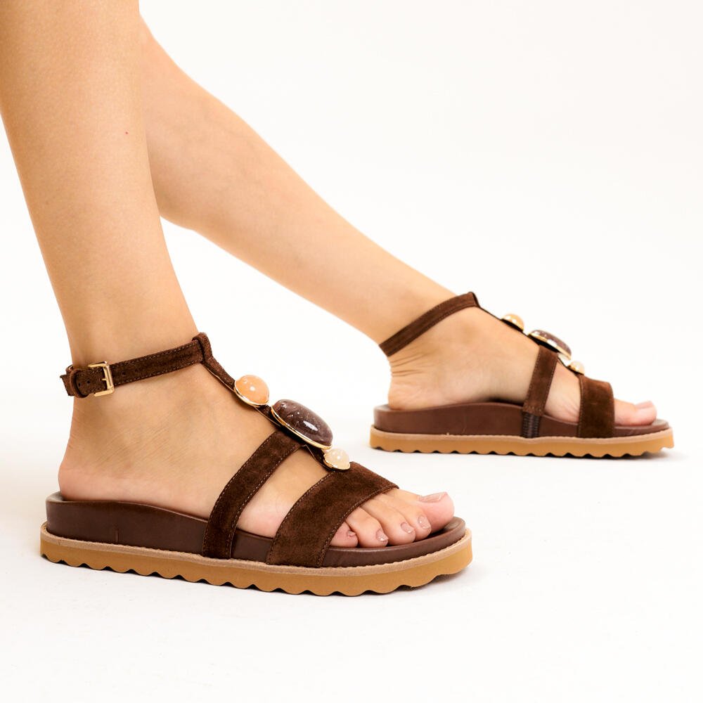 Sandália Papete Couro Marrom Cecconello 2753002-1 Marrom 2