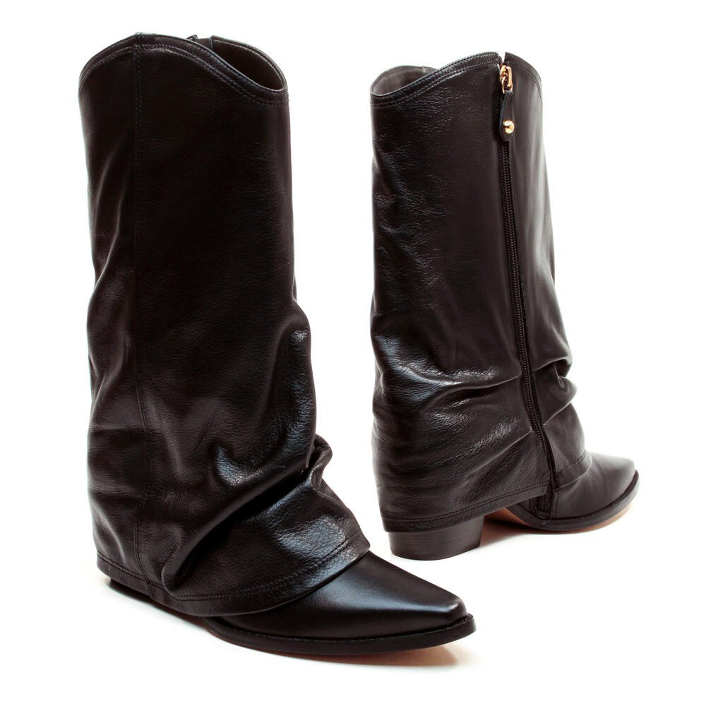 Bota Couro Preto Cano Médio Cecconello 2619006-5 Preto 4