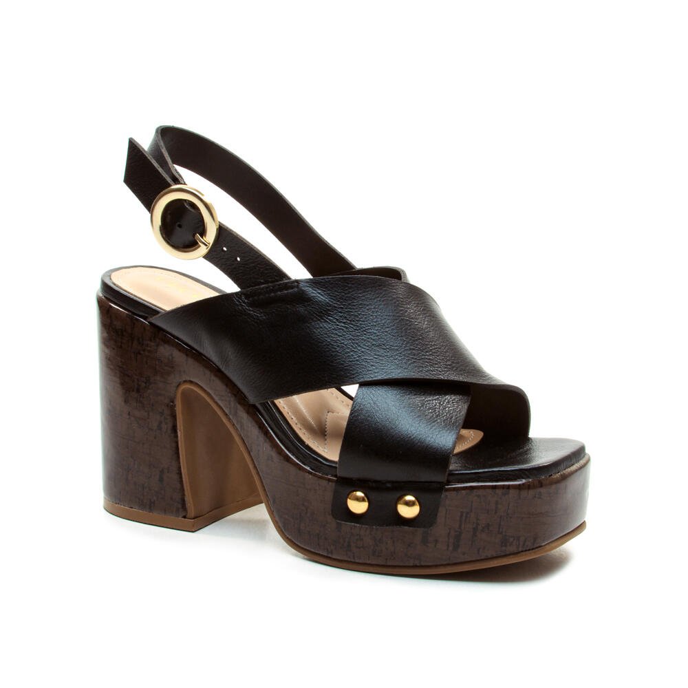 Sandália Plataforma Couro Preto Cecconello 2741007-1 Preto 2