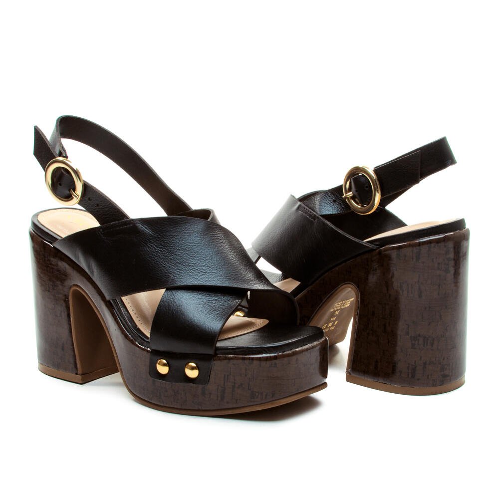 Sandália Plataforma Couro Preto Cecconello 2741007-1 Preto 4