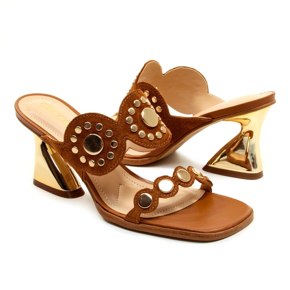 Tamanco Couro Marrom Salto Médio Cecconello 2747004-2 Marrom 5