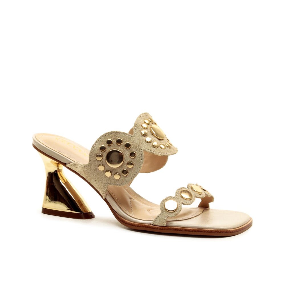 Tamanco Couro Creme Salto Médio Cecconello 2747004-3 Creme 3