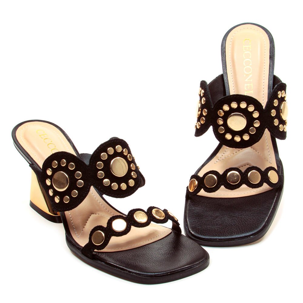 Tamanco Couro Preto Salto Médio Cecconello 2747004-1 Preto 5