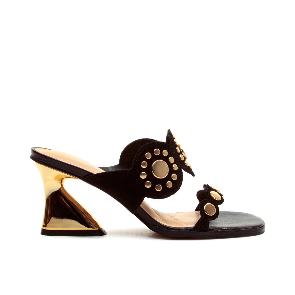 Tamanco Couro Preto Salto Médio Cecconello 2747004-1