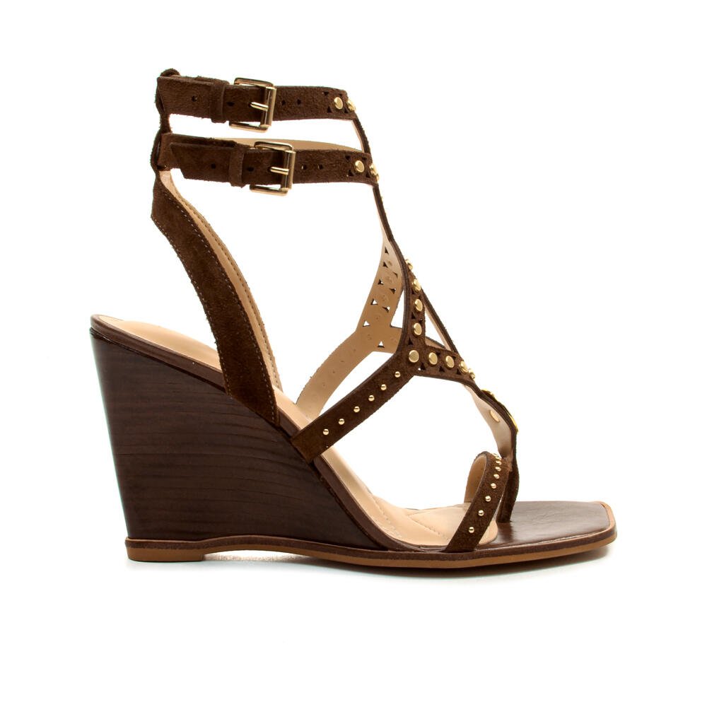 Sandália Couro Marrom Salto Alto Cecconello 2770001-2