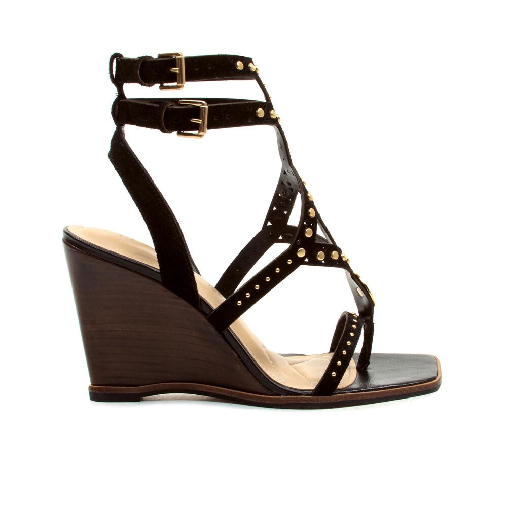 Sandália Couro Preto Salto Alto Cecconello 2770001-3