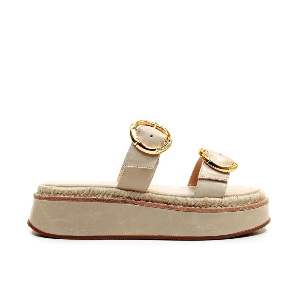 Sandália Couro Off White Flatform Cecconello 2544001-11