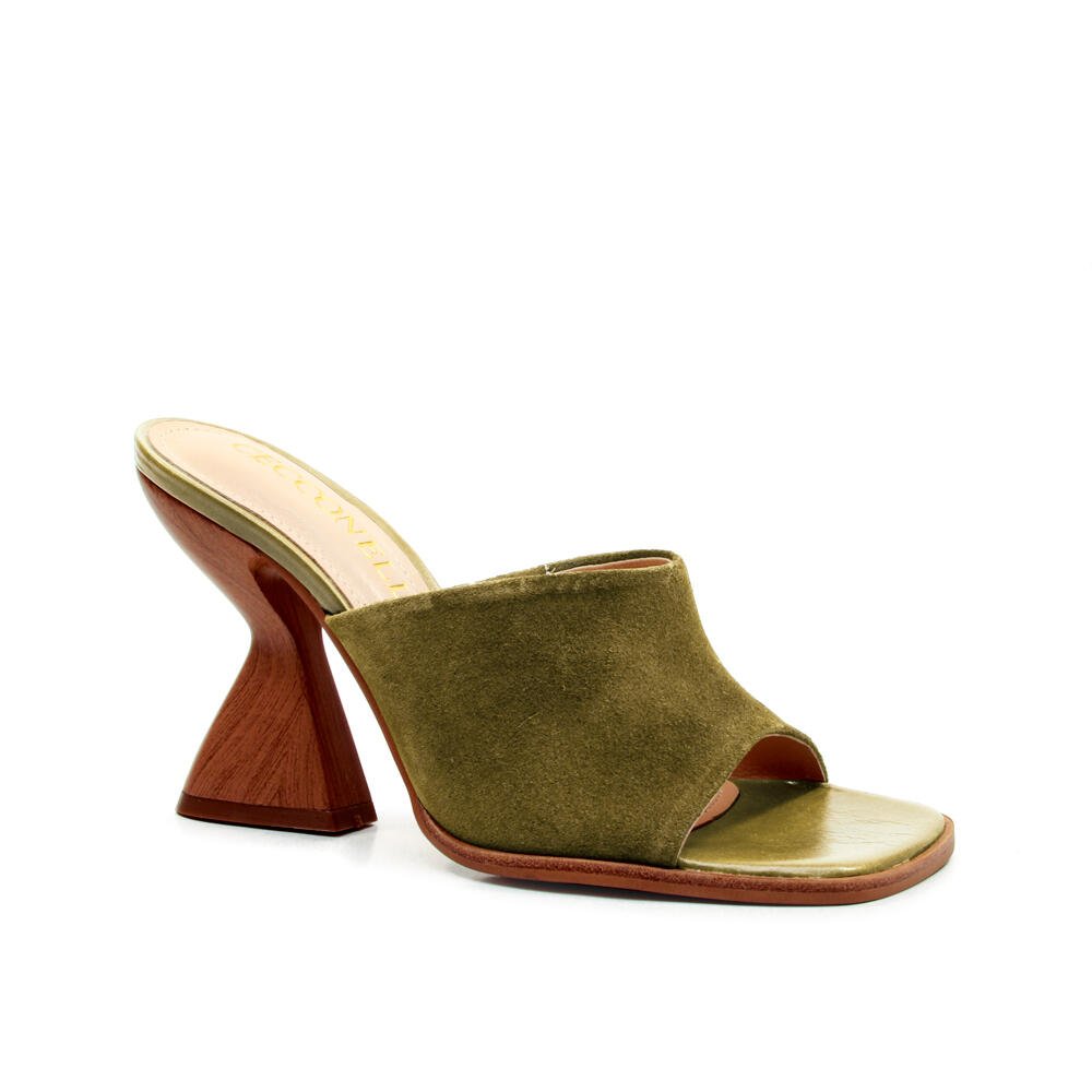 Tamanco Couro Verde Salto Alto Cecconello 2718003-2 Verde 3