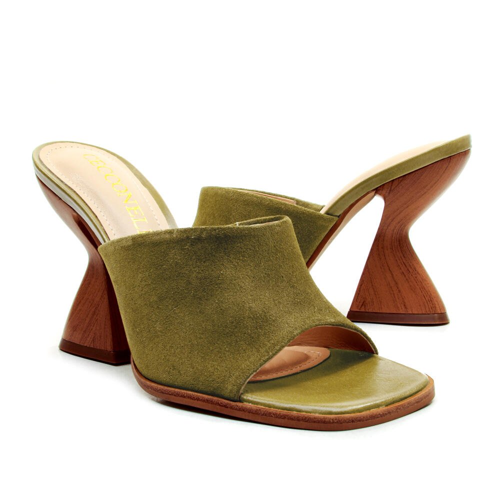 Tamanco Couro Verde Salto Alto Cecconello 2718003-2 Verde 5