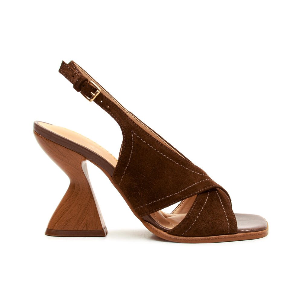 Sandália Couro Marrom Salto Alto Cecconello 2718005-2