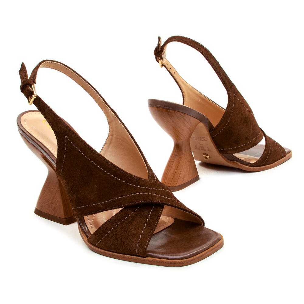 Sandália Couro Marrom Salto Alto Cecconello 2718005-2 Marrom 5
