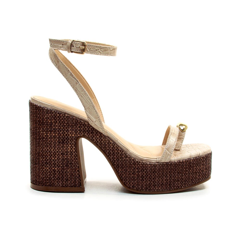 Sandália Plataforma Couro Creme Cecconello 2741003-3