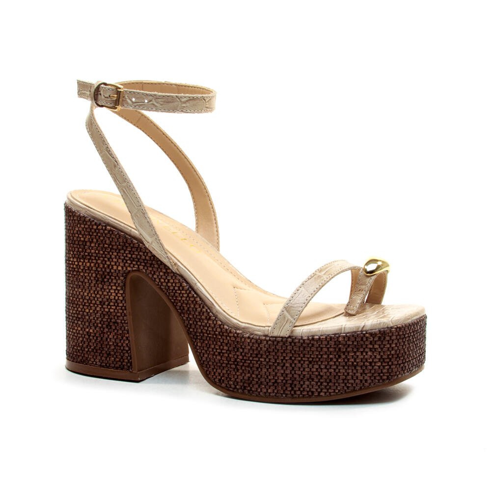 Sandália Plataforma Couro Creme Cecconello 2741003-3 Creme 3