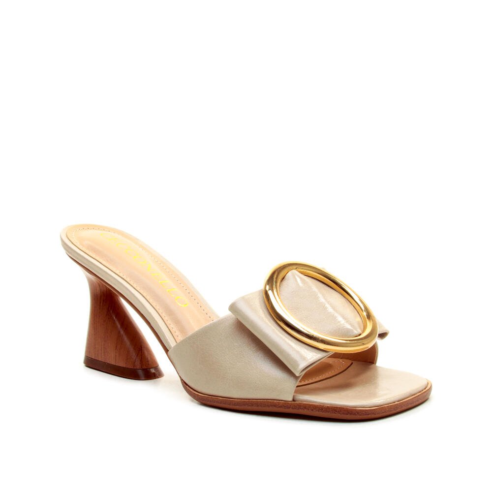 Tamanco Couro Off White Salto Médio Cecconello 2747008-2 Off White 2