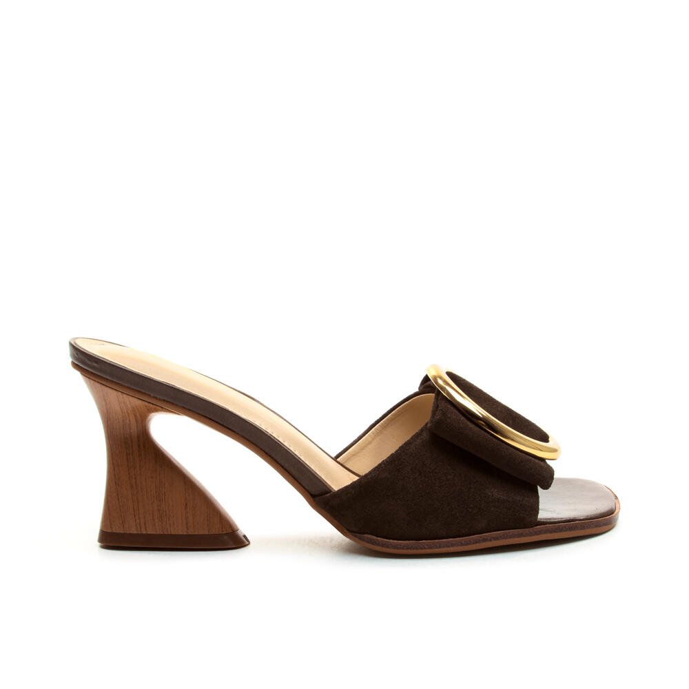 Tamanco Couro Marrom Salto Médio Cecconello 2747008-3