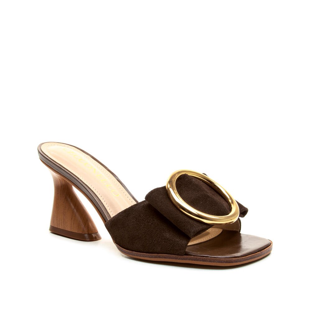 Tamanco Couro Marrom Salto Médio Cecconello 2747008-3 Café 2