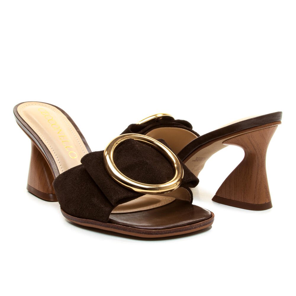 Tamanco Couro Marrom Salto Médio Cecconello 2747008-3 Café 4