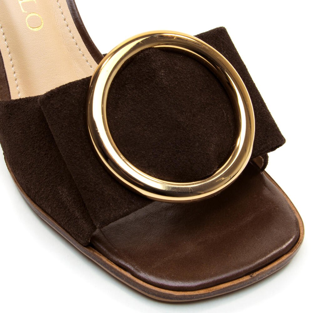 Tamanco Couro Marrom Salto Médio Cecconello 2747008-3 Café 5