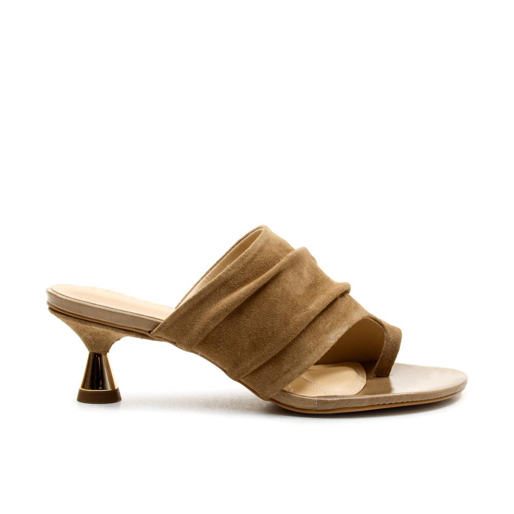 Tamanco Couro Nude Salto Baixo Cecconello 2784001-3 Marrom 1