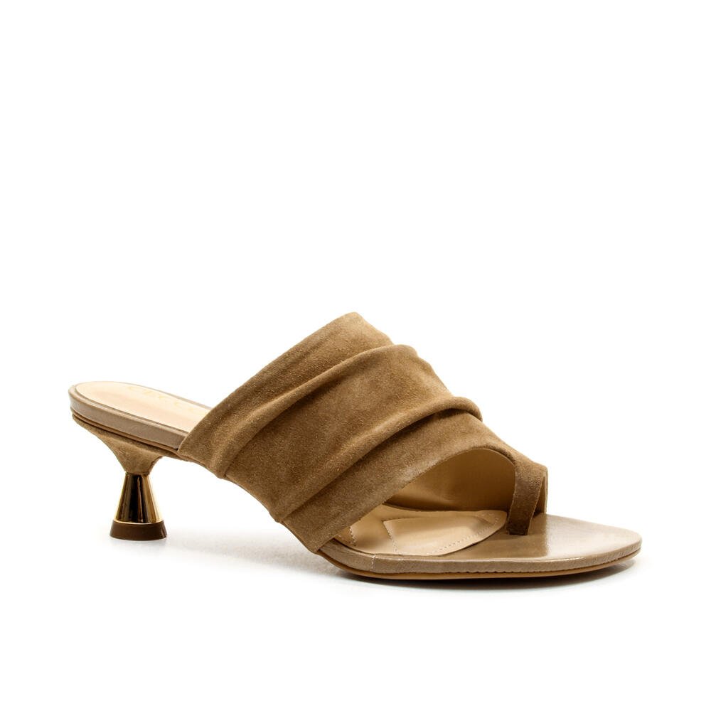 Tamanco Couro Nude Salto Baixo Cecconello 2784001-3 Marrom 3