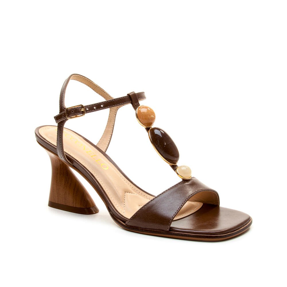 Sandália Couro Marrom Salto Médio Cecconello 2747007-1 Café 2