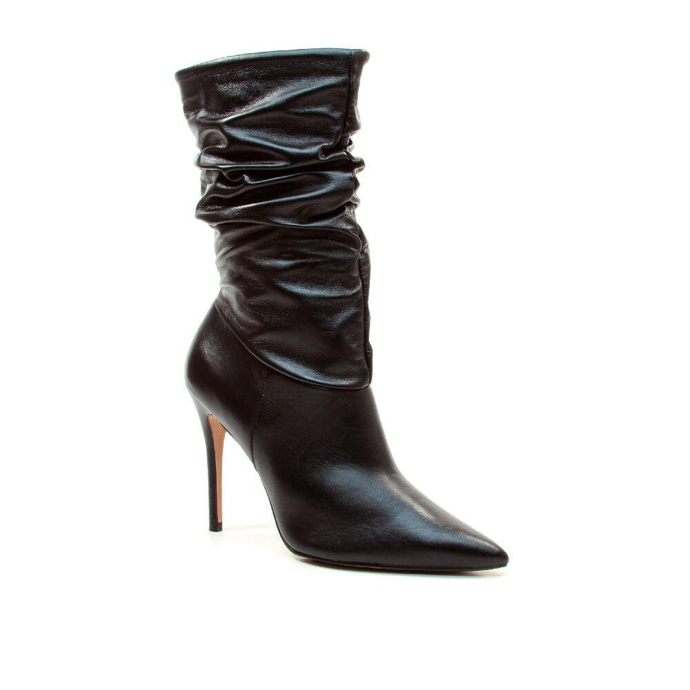 Bota Couro Preto Cano Médio Slouchy Cecconello 2130006-27 Preto 2