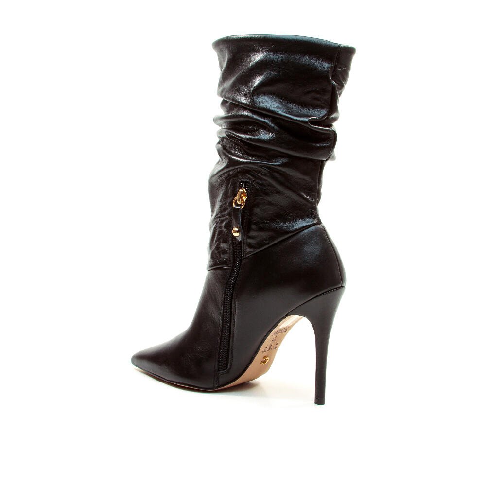 Bota Couro Preto Cano Médio Slouchy Cecconello 2130006-27 Preto 3