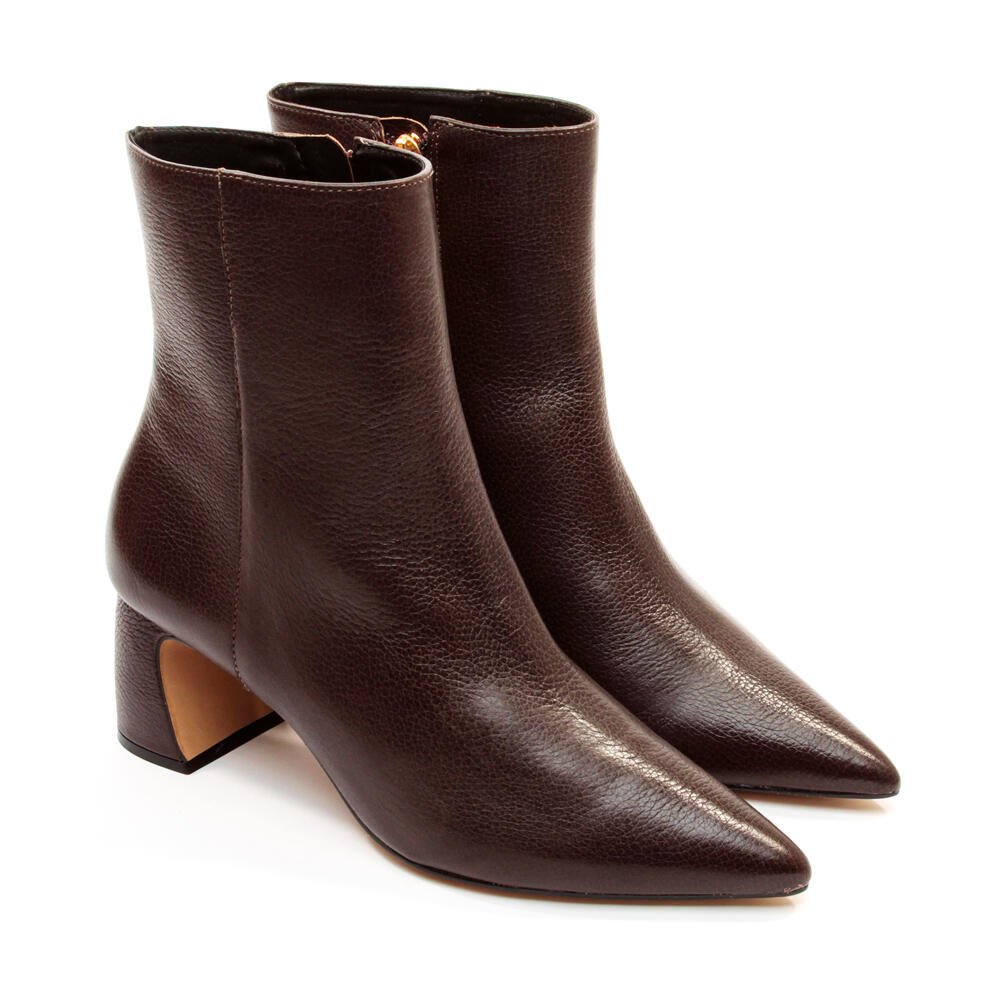 Bota Couro Marrom Cano Curto Cecconello 2627001-3 Bordô 5