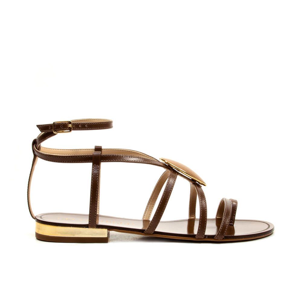 Sandália Rasteira Couro Marrom Cecconello 2724005-1