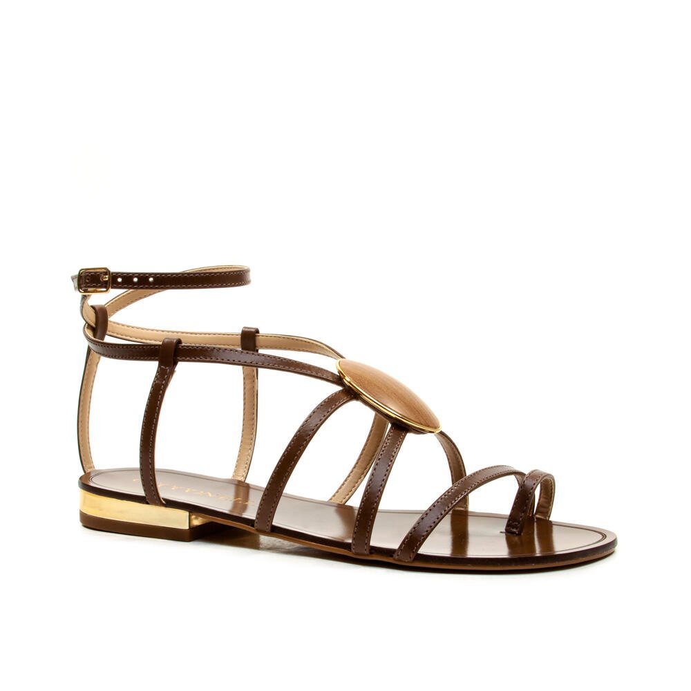 Sandália Rasteira Couro Marrom Cecconello 2724005-1 Marrom 3