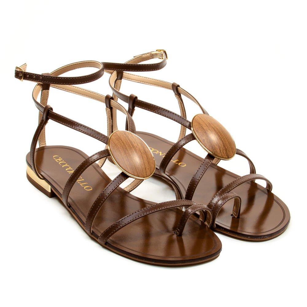 Sandália Rasteira Couro Marrom Cecconello 2724005-1 Marrom 5