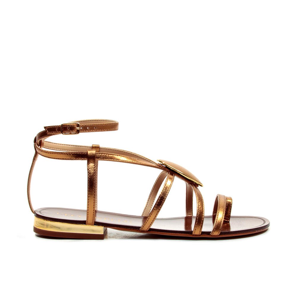 Sandália Rasteira Couro Bronze Cecconello 2724005-5