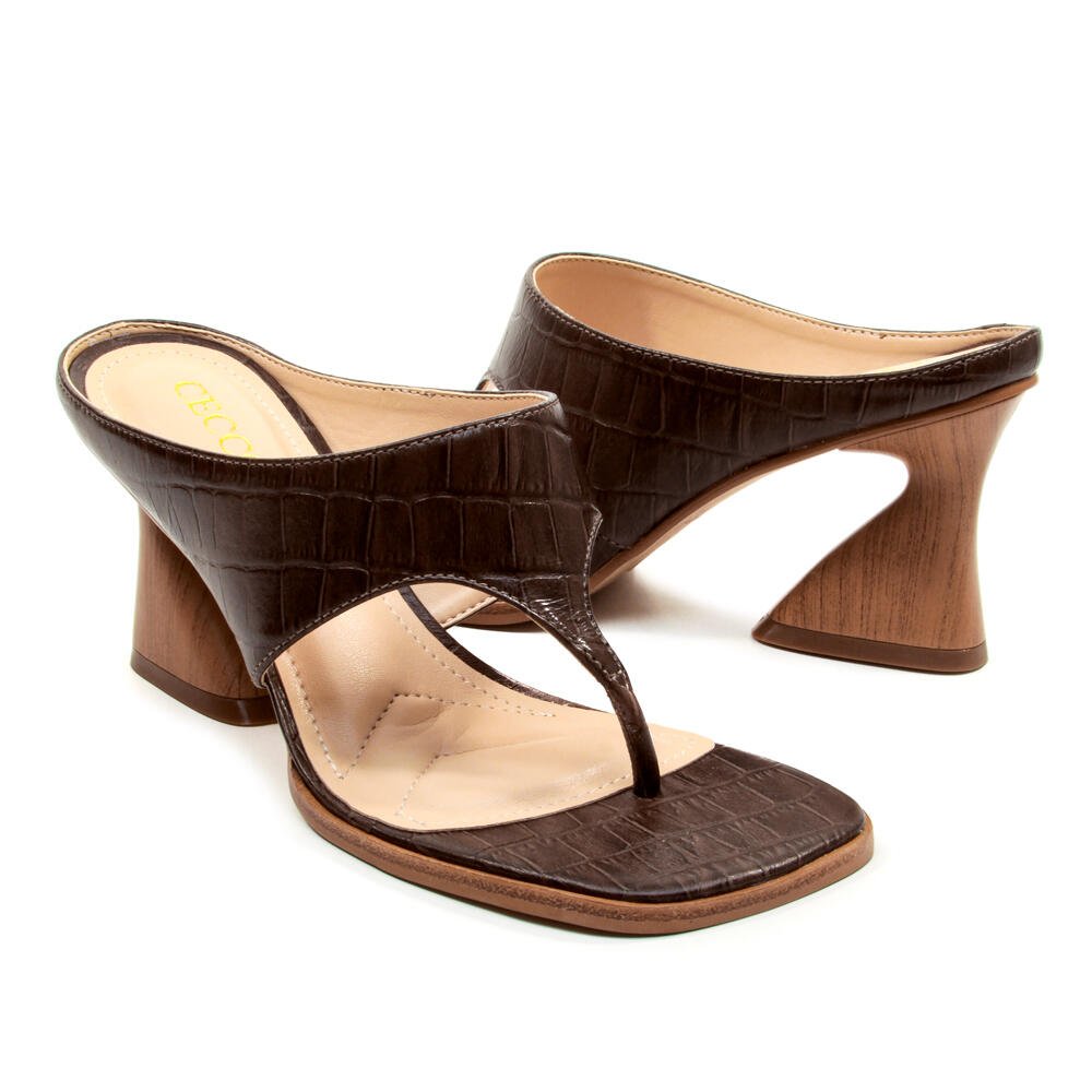 Tamanco Couro Marrom Salto Médio Cecconello 2747002-2 Marrom 5