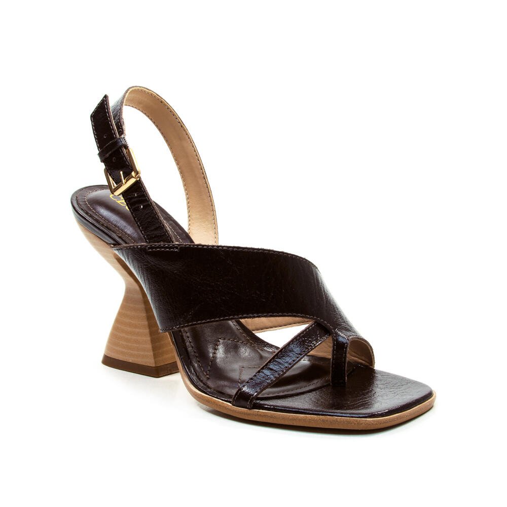Sandália Couro Marrom Salto Alto Cecconello 2718010-1 Marrom 3