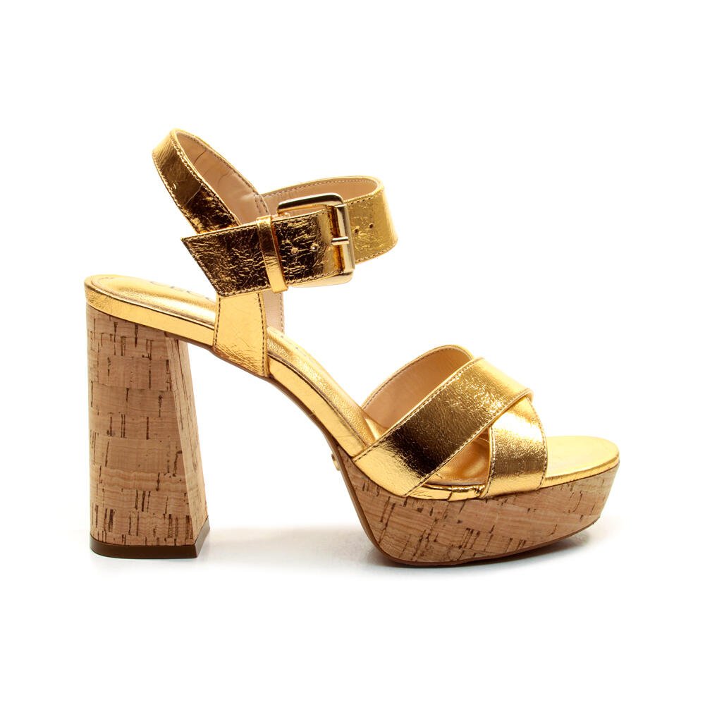 Sandália Couro Ouro Plataforma Cecconello 2809002-3