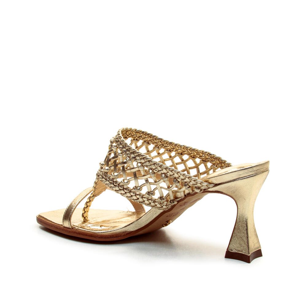 Tamanco Couro Ouro Light Salto Médio Cecconello 2719003-2 Dourado 4