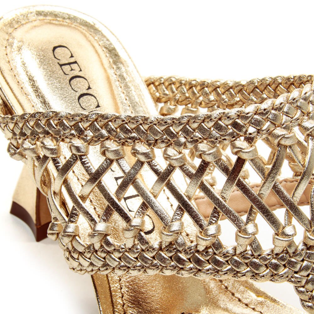 Tamanco Couro Ouro Light Salto Médio Cecconello 2719003-2 Dourado 5