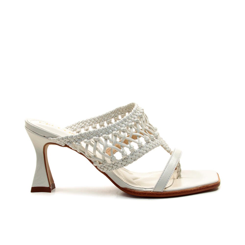 Tamanco Couro Branco Salto Médio Cecconello 2719003-3