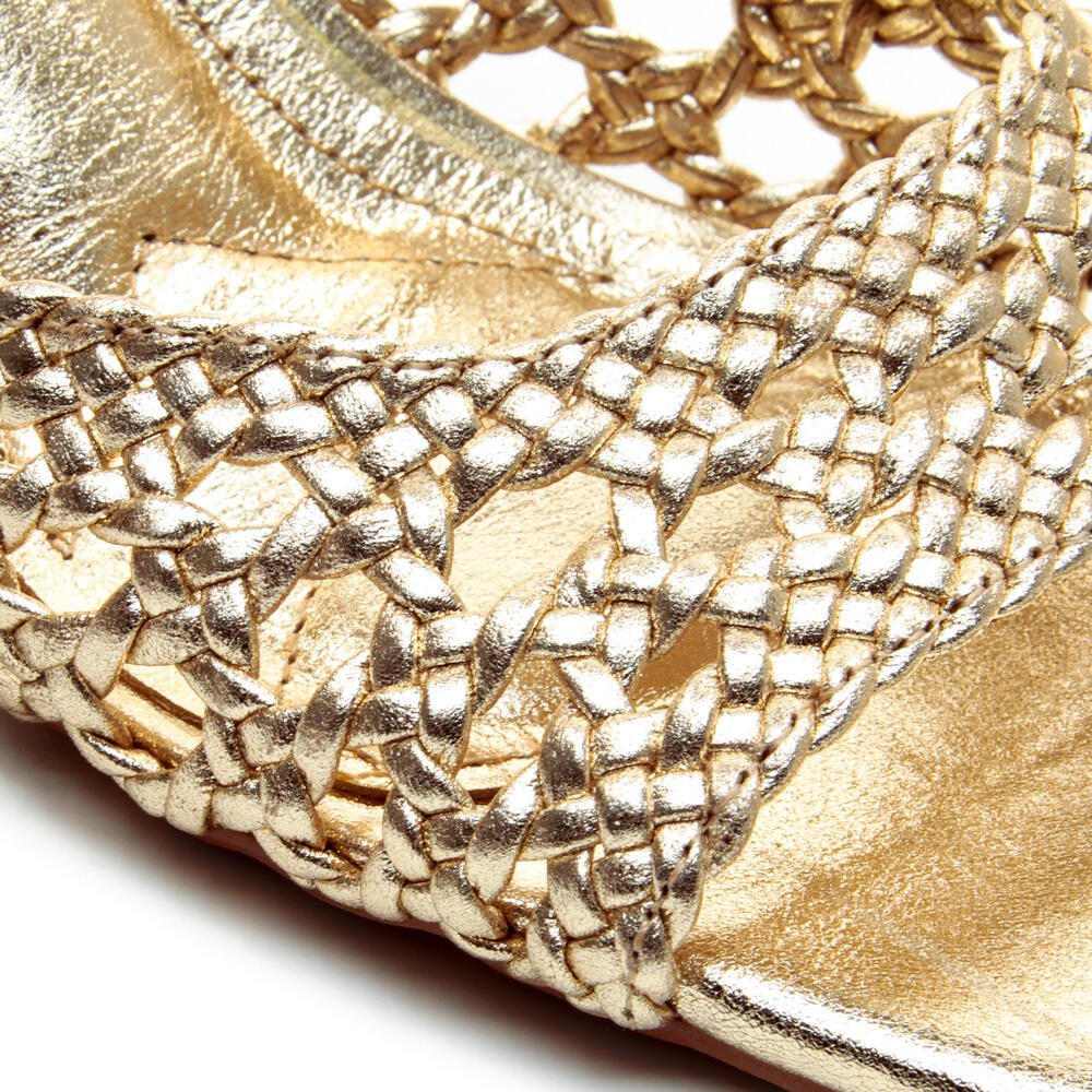 Sandalia Couro Ouro Light Salto Médio Cecconello 2772003-3 Dourado 4