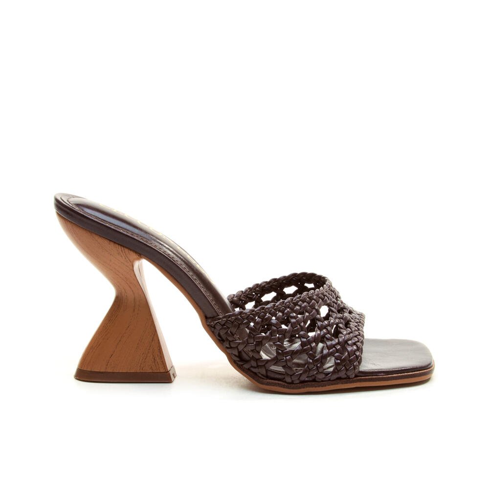 Tamanco Couro Marrom Salto Alto Cecconello 2718006-3