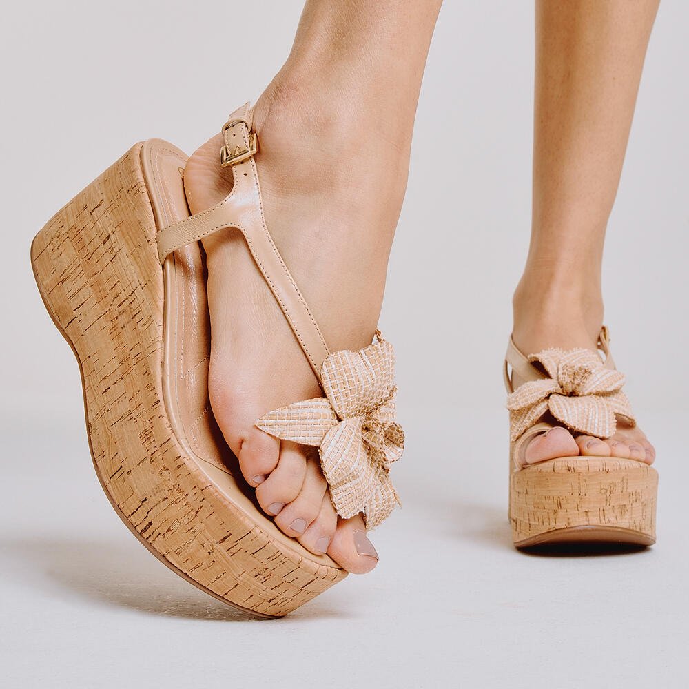 Sandália Couro Nude Anabela Cecconello 2793002-1 Bege 2