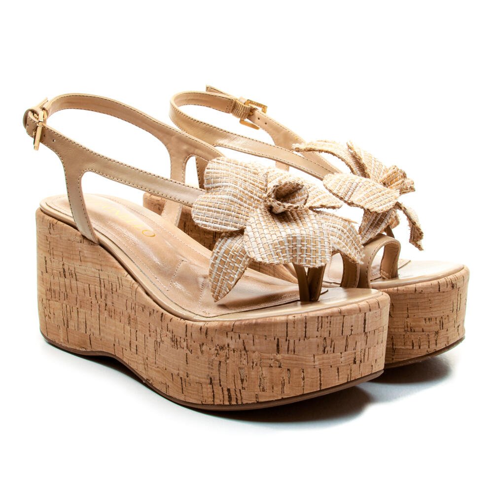 Sandália Couro Nude Anabela Cecconello 2793002-1 Bege 5