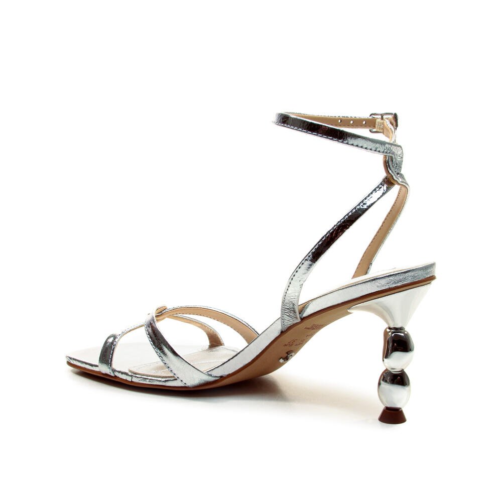 Sandália Couro Prata Salto Médio Cecconello 2815001-2 Prata 4