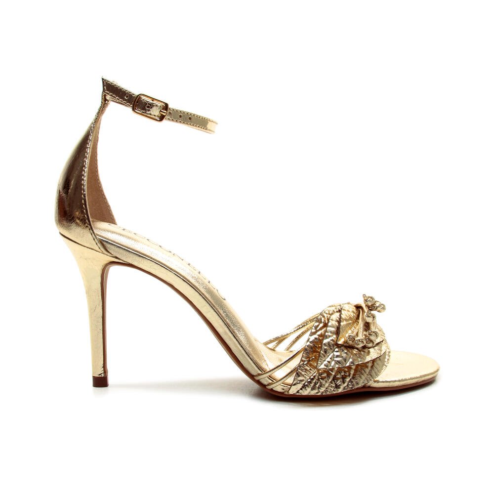 Sandália Couro Ouro Salto Alto Cecconello 2801001-1