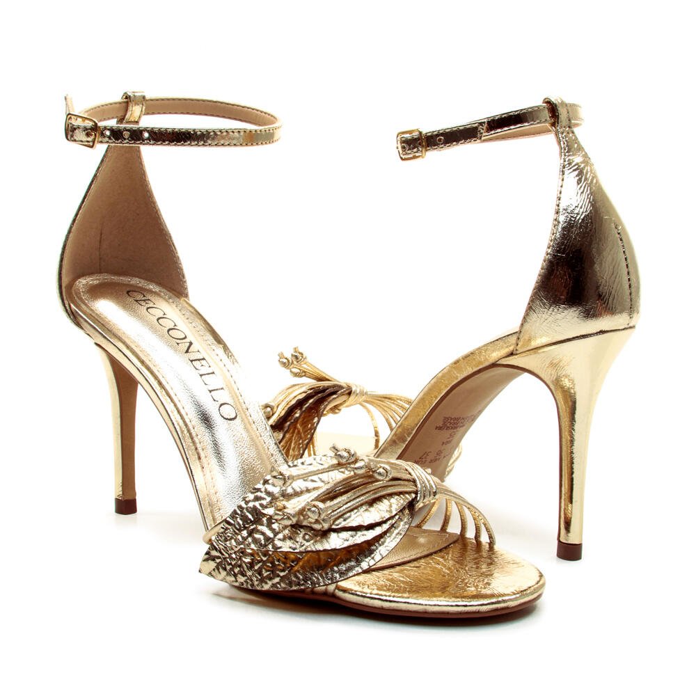 Sandália Couro Ouro Salto Alto Cecconello 2801001-1 Ouro Light 5