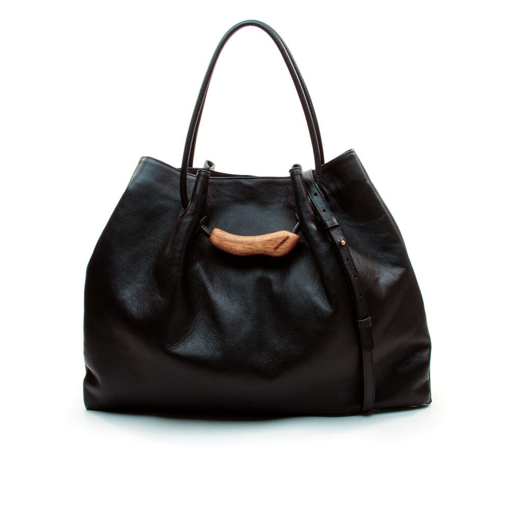 Bolsa Couro Preto Cecconello C2610-1