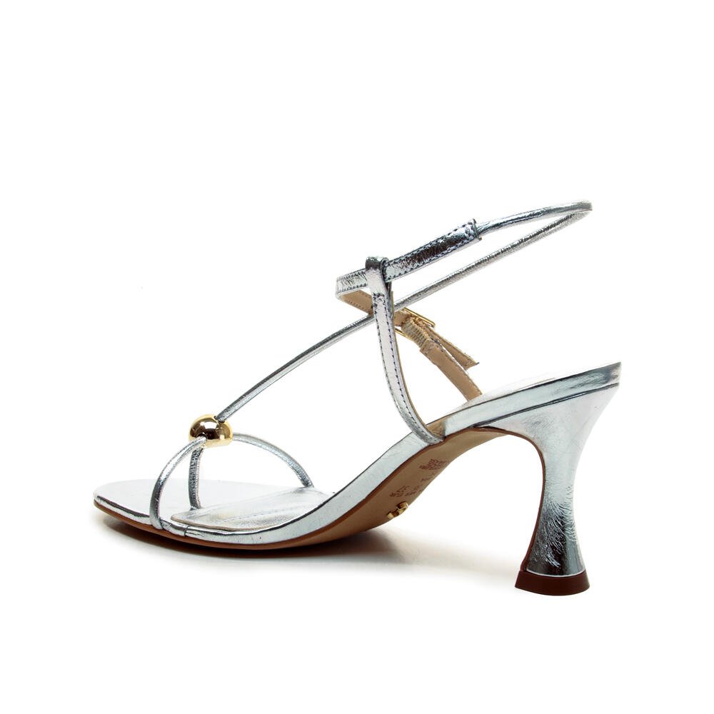 Sandália Couro Prata Salto Médio Cecconello 2796001-4 Prata 4