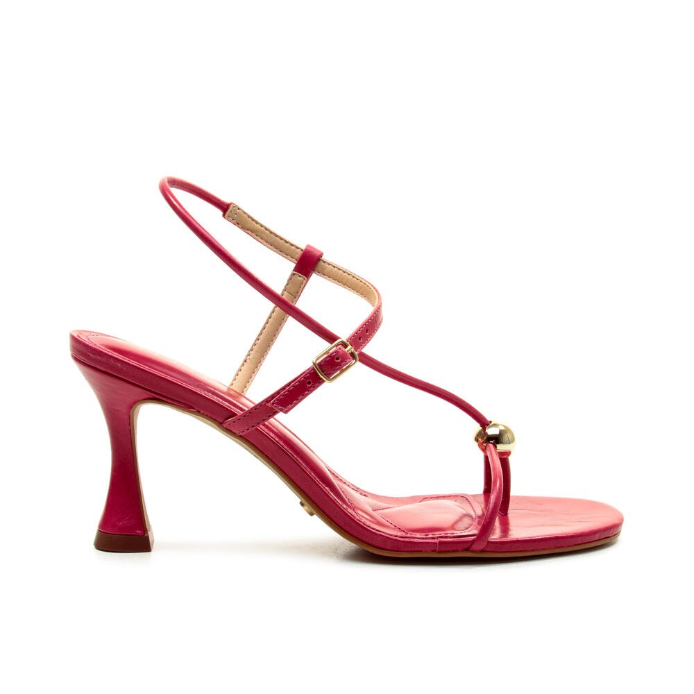 Sandália Couro Vermelho Salto Médio Cecconello 2796001-3